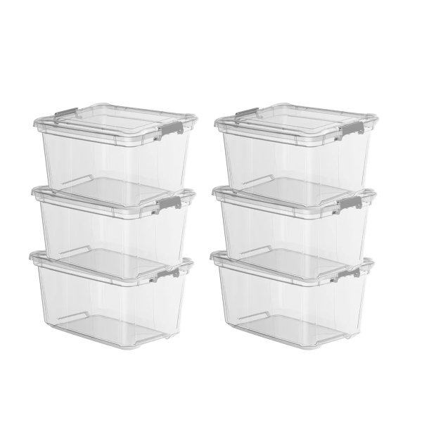 kit 6 organizadores 27 litros transparente