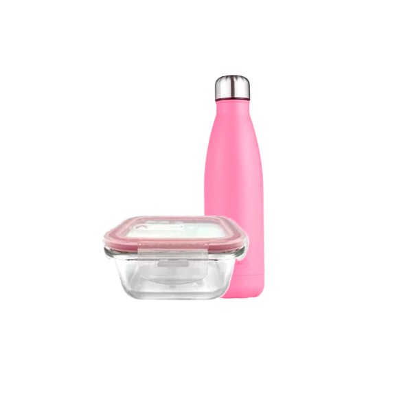 pote de vidro garrafa termica rosa