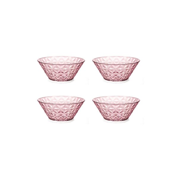 kit 4 bowl linha cristal 250ml rosa